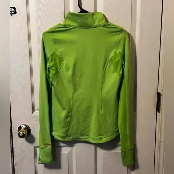 Abercrombie Womens Running Jacket 1/4 Zip Green Thumb Hole Mesh Small EUC - Picture 5 of 7